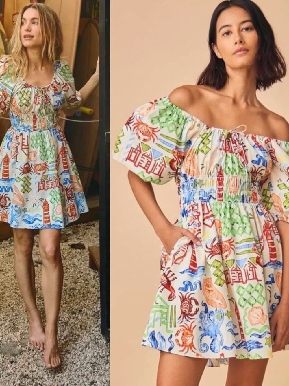 HUNTER BELL Drew Marine Print Surfside Smocked Dress SZ 6 NWOT Nautical Coastal